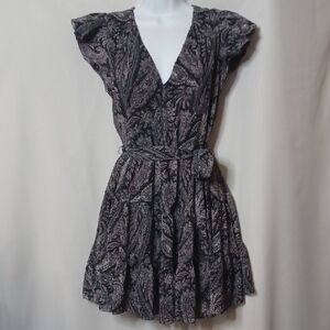 Aritzia Little Moon V-Neck Ruffle Tiered Floral Mini Dress. Size S